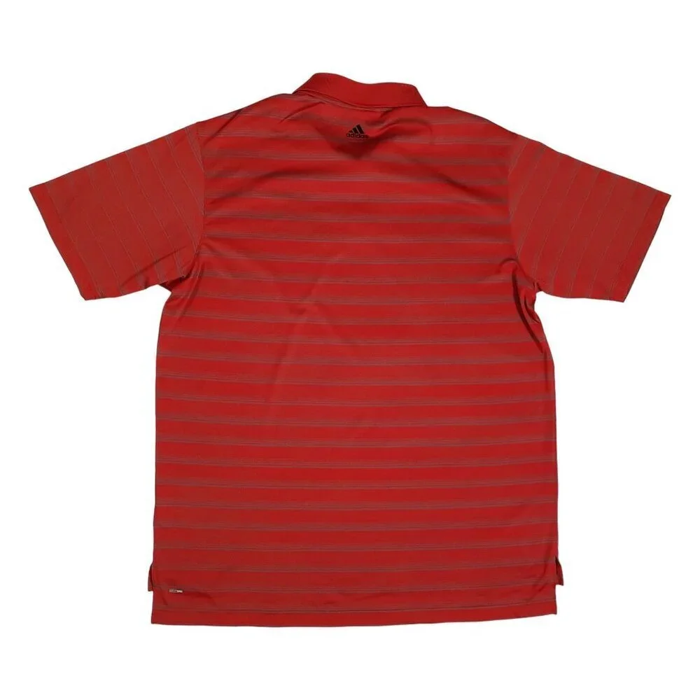 Adidas Golf Polo Shirt Climalite Short Sleeve Red Gray Stripes‎ Mens Size Large